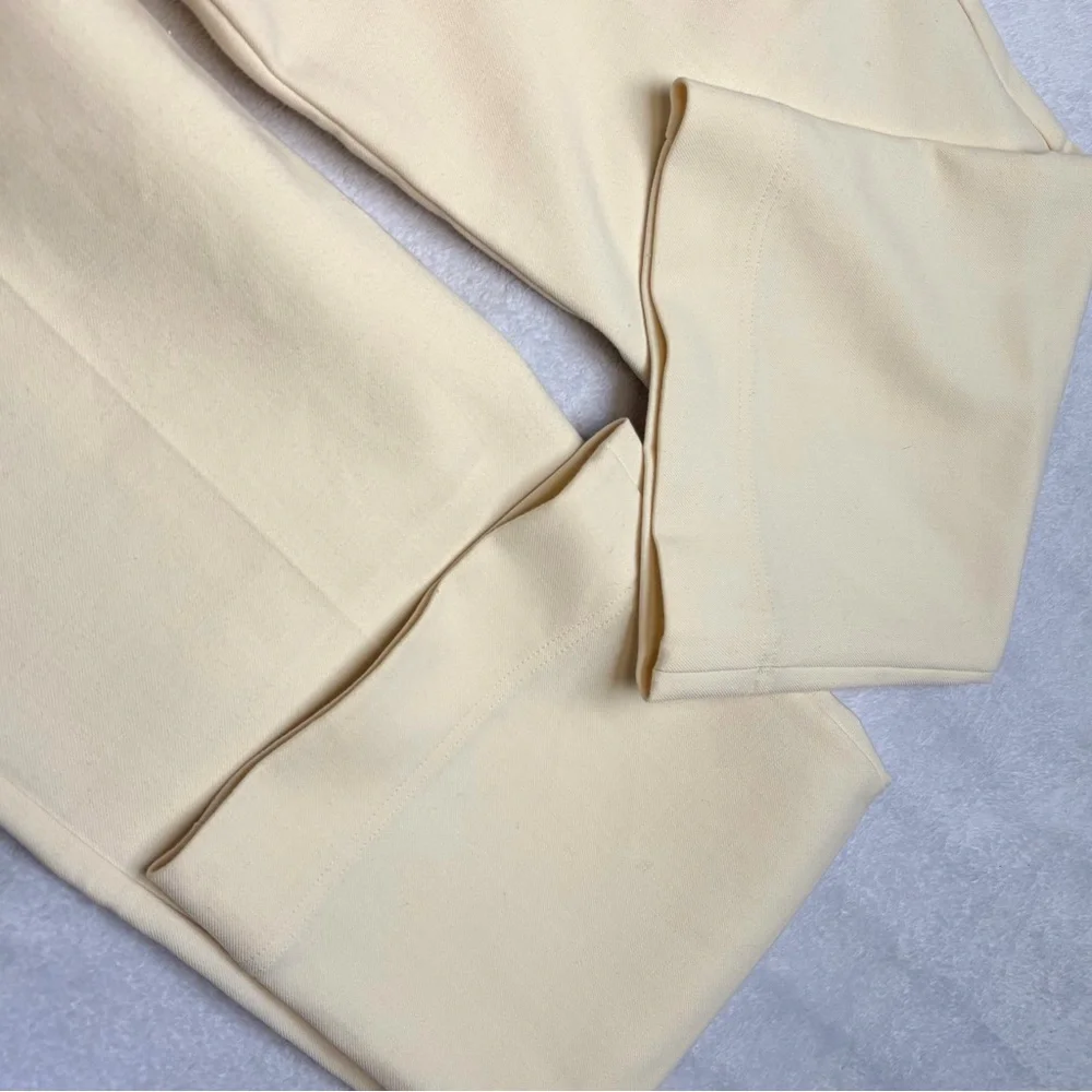 Sezane Yves Trousers Ecru Cream Sz 38 US 6 Wide Leg Long Pant Wool Blend READ - Picture 12 of 16